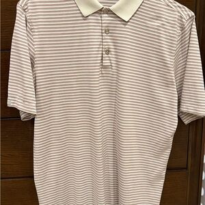 Striped Red and Gray Straight Down Men's Polo Shirt